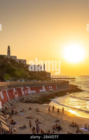 Il Porto di Jaffa al tramonto. Tel Aviv, Israele Foto Stock