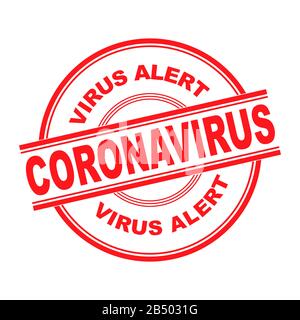 Coronavirus, logo del vettore di allarme virus, colore rosso Illustrazione Vettoriale