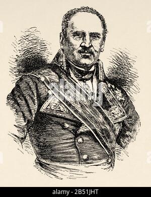 Ritratto Di Joaquín Baldomero Fernández-Espartero Álvarez De Toro (Granatula 1793 - Logroño 1879). Baldomero Espartero, militare spagnolo, Principe Di Ve Foto Stock