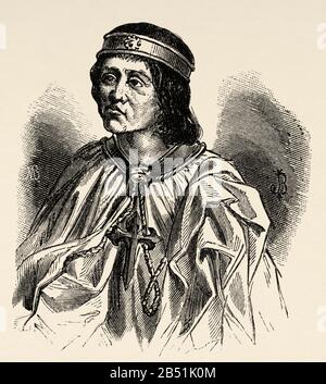 Ritratto di Álvaro de Luna (Cañete 1390 - Valladolid 1453). Castigliano nobile della casa di Luna, constabile di Castiglia, maestro Dell'Ordine di Santiag Foto Stock