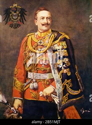 Ritratto a colori di Guglielmo II di Germania. Wilhelm II Friedrich Wilhelm Viktor Albrecht von Preußen (Berlino 1859 - Doorn 1941), fu l'ultimo imperatore o. Foto Stock