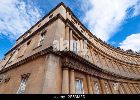 Le case cittadine georgiane curve del Circus, Bath, Somerset Foto Stock