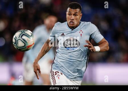 Colosseo Alfonso Perez, Madrid, Spagna. 7th Mar, 2020. La Liga Football, Club Getafe Club de Futbol contro Celta Vigo; Jeison Murillo (Celta de Vigo) tiene sotto controllo il credito palla passante: Action Plus Sports/Alamy Live News Foto Stock