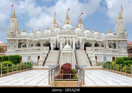 Interamente fatto di marmo bianco, Shri Swaminarayan Mandir, Bhuj, Kutch, Gujarat, India Foto Stock