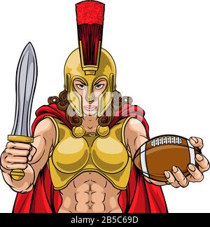 Spartan Trojan Gladiator calcio donna guerriero Illustrazione Vettoriale