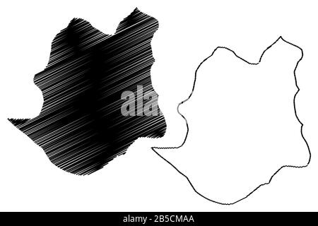 Comune di Demir Kapija (Repubblica della Macedonia del Nord, Regione statistica Vardar) illustrazione del vettore di mappa, schizzo scribble della mappa di Demir Kapija Illustrazione Vettoriale