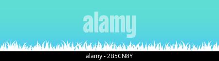 Stencil blu isolato con una silhouette in erba bianca. Illustrazione Vettoriale