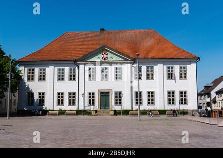 Ex amministrazione distrettuale, oggi´s archivi distrettuali, Ratzeburg, Dukedom di Lauenburg, Schleswig-Holstein, Germania del Nord, Europa centrale Foto Stock