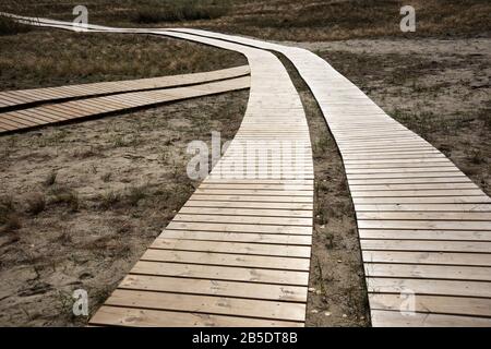 Passerella sulle dune di Parnidis, Lituania Foto Stock