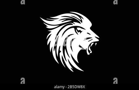 testa di leone, silhouette di leone Illustrazione Vettoriale
