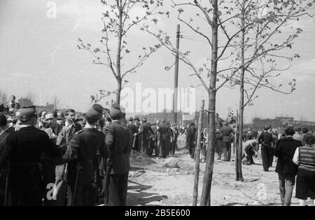 Sowjetisches Ehrenmahl Berlin Tiergaten / Memoriale Della Guerra Sovietica - Errichtung / Erecting 1945 Foto Stock