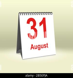 Un calendario per la scrivania mostra agosto 31th | Ein Kalender für den Schreibtisch zeigt den 31. Agosto Foto Stock