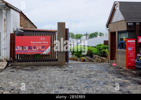 Aapravasi Ghat (il deposito dell'immigrazione) museo a Port Louis, Mauritius. Migliaia di operai indenturati passarono attraverso questo complesso. Foto Stock