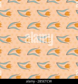 tulipani gialli senza cuciture vettore primavera modello Illustrazione Vettoriale