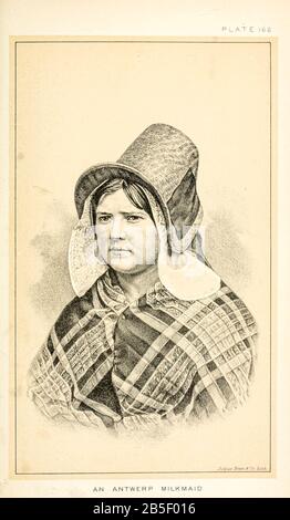 Ritratto di una cameriera di Anversa in abiti tradizionali Da Allevamento Bovino e caseario. Pubblicato nel 1887 da Govt. Stampa. OFF. A Washington. Stati Uniti. Ufficio Di Commercio Estero (1854-1903) Foto Stock