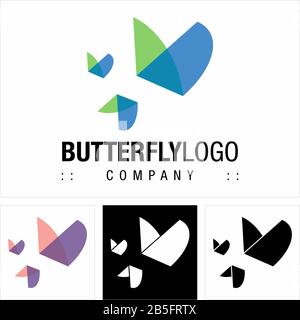Logo (Logotipo) Di Butterfly (Insect) Vector Symbol Company. Libertà, Luce, Volo, Trasformazione, Icona Stile Metamorfosi Illustrazione. Elegante. Illustrazione Vettoriale