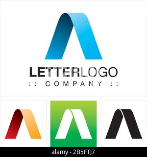 Lettera A (Tipografia) Logo Di Vector Symbol Company (Logotipo). Illustrazione Dell'Icona A Spirale Stratificata Piegatura Geometrica Della Carta 3d (Origami). Elegante. Illustrazione Vettoriale