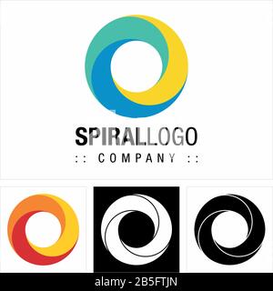 Logo Della Società Di Simboli Vettoriali Lettera O (Spirale, Cerchio) (Logotipo). Sfumatura Colore Concentrico Tre Elementi (Forme) Icona Stile Illustrazione. Elegante Illustrazione Vettoriale