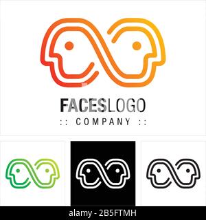 Logo (Logotipo) Di Vector Symbol Company Faces (Profilo). Persone, Persone, Testa, L'Illustrazione Dell'Icona Infinito. Design Moderno Ed Elegante. Illustrazione Vettoriale