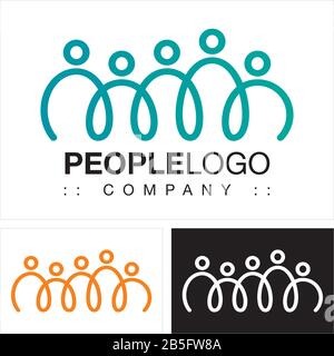 People (Famiglia, Amici, Team, Gruppo) Vector Symbol Company (Associazione) Logo (Logotipo). Spirale, Mani Insieme, Stile Colorato Icona Illustrazione. Illustrazione Vettoriale