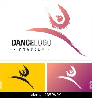 Dance (Musica, Balletto, Sport, Fitness) Logo Vector Symbol Company (Logo). Persone, Persone, Corpo, Icona Movimento Illustrazione. Elegante Identità Moderna Illustrazione Vettoriale