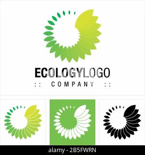 Logo (Logo) Vector Symbol Company Per Ecologia (Ambiente, Sostenibilità, Riscaldamento Globale). Foglia, Foglie, Verde, Icona Natura Illustrazione. Elegante Mo Illustrazione Vettoriale