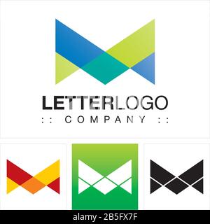 Logo (Logotipo) Della Lettera M (Tipografia) Vector Symbol Company. Illustrazione Dell'Icona Di Stile Multicolore Per La Piegatura Geometrica Della Carta. Concetto Di Identità Elegante Illustrazione Vettoriale