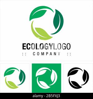 Logo (Logo) Vector Symbol Company Per Ecologia (Ambiente, Sostenibilità, Riscaldamento Globale). Foglia, Foglie, Verde, Icona Natura Illustrazione. Elegante Mo Illustrazione Vettoriale