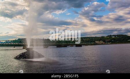Saguenay, Canada - Agosto 12 2019: L'enorme fonte nella città di Saguenay Foto Stock