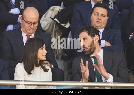 Salamanca, Castilla Leon, Spagna. 8th Mar, 2020. Queen Letizia di Spagna partecipa ''˜Coppa della Regina Spagnola' Basket Final match tra Perfumerias Avenida (vincitore) e uni Girona a Pabellon Multiusos Sanchez Paraiso l'8 marzo 2020 a Salamanca, Spagna Credit: Jack Abuin/ZUMA Wire/Alamy Live News Foto Stock