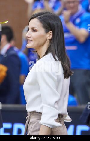 Salamanca, Castilla Leon, Spagna. 8th Mar, 2020. Queen Letizia di Spagna partecipa ''˜Coppa della Regina Spagnola' Basket Final match tra Perfumerias Avenida (vincitore) e uni Girona a Pabellon Multiusos Sanchez Paraiso l'8 marzo 2020 a Salamanca, Spagna Credit: Jack Abuin/ZUMA Wire/Alamy Live News Foto Stock