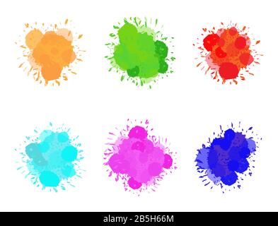Vettore set schizzi di inchiostro. Macchie di acquerello luminose isolate Illustrazione Vettoriale