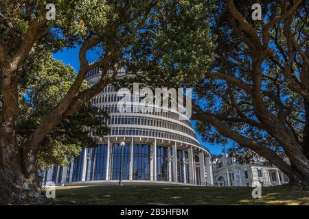 Il Beehive, Wellington Foto Stock