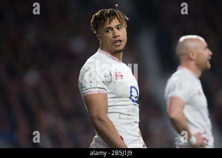 Londra, Regno Unito. 07th Mar, 2020. Anthony Watson (Inghilterra, 14). Quarto giorno di incontro del torneo di rugby Guinness Six Nations 2020; Inghilterra - Galles il 7 marzo 2020 a Londra Credit: Jürgen Kessler/dpa/Alamy Live News Foto Stock