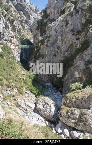 Gole CARES, Principato delle Asturie/Spagna; 05 agosto 2015. Questa gola, con i suoi stretti passi e calanchi, si trova proprio nel cuore del Picos de Eur Foto Stock