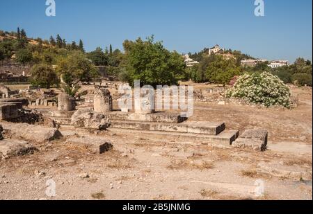 Rovine dell'antica Agorà di Atene, piazza centrale della città antica, Grecia Foto Stock