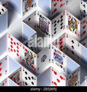 Carte da gioco. Labirinto. Puzzle, Decisioni, Rete. Gioco D'Azzardo. Foto Stock