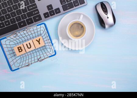 Background del concetto di shopping online Foto Stock