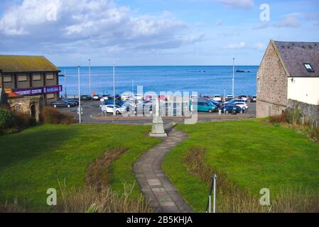 Vista sul Mare del Nord da Eyemouth, Berwickshire, Scottish Borders, Regno Unito Foto Stock