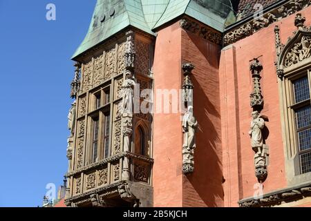 Dettaglio di Rathaus, anello, Breslau, Niederschlesien, Polen Foto Stock