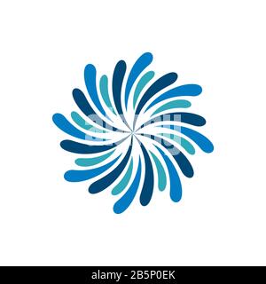 Natural Splash Water Modello Ornamental Logo Illustration Design. Vettore EPS 10. Foto Stock