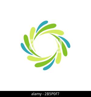 Natural Splash Water Modello Ornamental Logo Illustration Design. Vettore EPS 10. Foto Stock