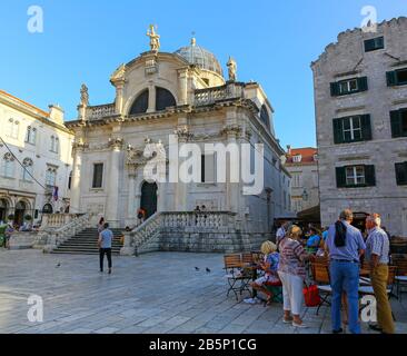 La facciata barocca façade della Chiesa di San Biagio, la Città Vecchia, Dubrovnik, Croazia Foto Stock