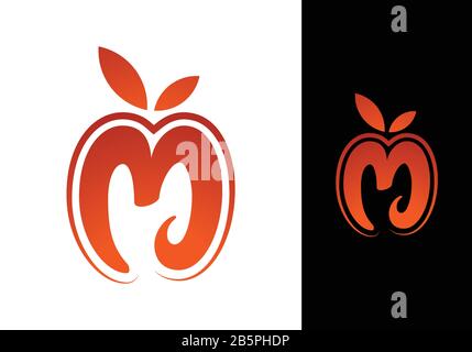 Illustrazione vettoriale del modello di disegno del logo M Apple Illustrazione Vettoriale