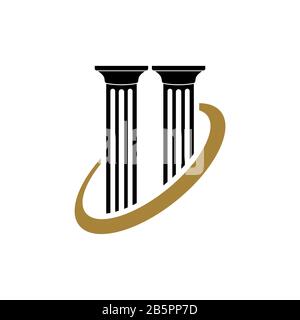Progettazione Dell'Illustrazione Del Modello Di Logo Dell'Ufficio Di Diritto Del Pilastro. Vettore EPS 10. Foto Stock