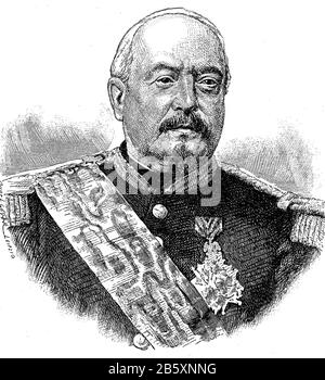 François Achille Bazaine, 13 febbraio 1811 – 23 settembre 1888, è stato un ufficiale dell'esercito francese / François Achille Bazaine guerra vom 13. Febbraio 1811 bis 23. Settembre 1888 Offizier der französischen Armee, Historisch, riproduzione digitale migliorata di un originale del 19th secolo / digitale Reproduktion einer Originalvorlage aus dem 19. Jahrhundert, Foto Stock