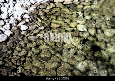 pietre sotto acqua congelata con tessitura artistica Foto Stock