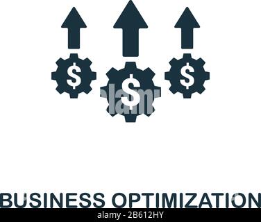 Icona ottimizzazione aziendale. Elemento semplice della raccolta di interruzioni aziendali. Icona ottimizzazione aziendale riempita per modelli, infografiche e altro ancora Illustrazione Vettoriale