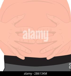 Gonfiore addominale dello stomaco nell'uomo Illustrazione Vettoriale