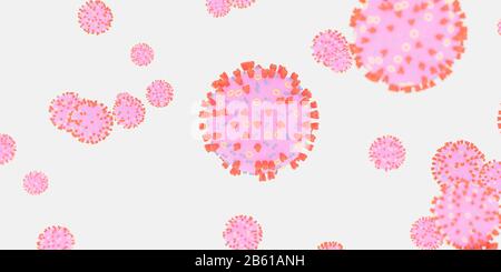 gruppo di cellule del concetto di virus corona di coronavirus. Concetto medico pandemico con cellule pericolose. illustrazione del rendering 3d Foto Stock